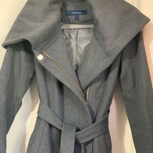 Cole Haan Grey Wool Blend Cowl Neck Jacket